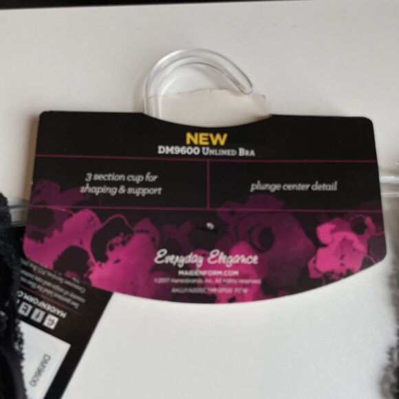 Maidenform Modern Beauty Lace Demi Bra Unlined Womens 34D Black DM9600 NEW - Picture 7 of 8